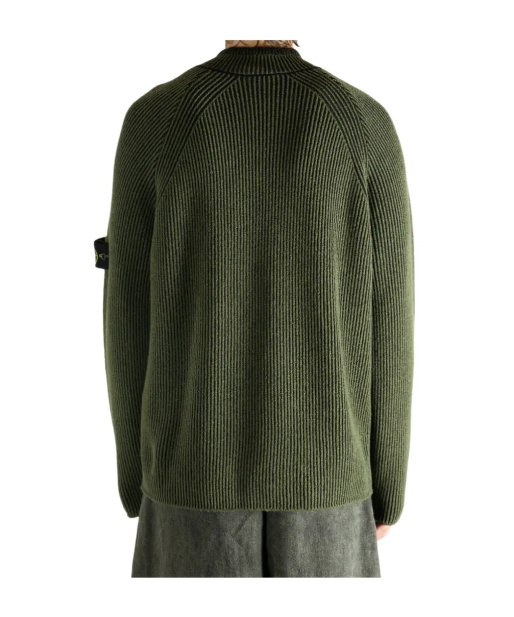 Stone Island Compass Patch Half-Zipped Knitted Jumper