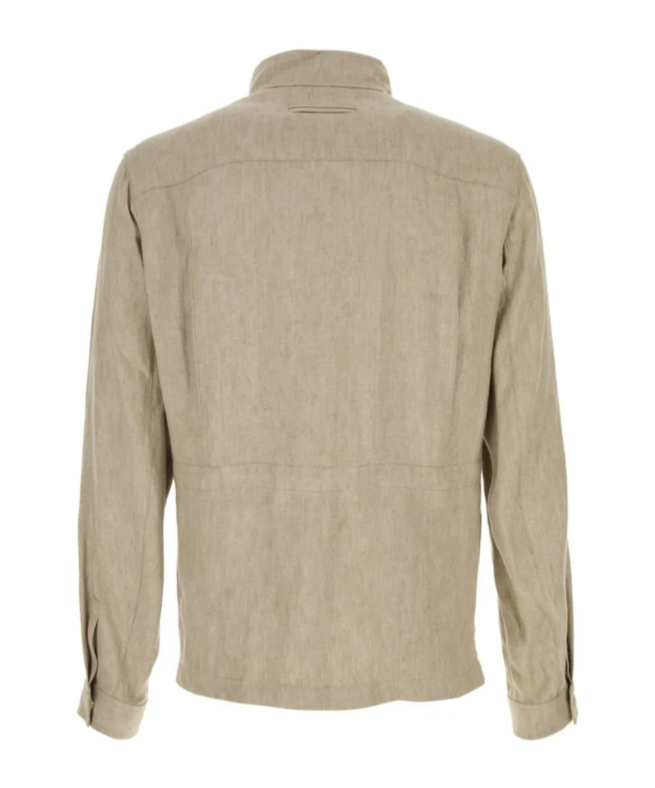 Zegna Long Sleeved High-Neck Field Jacket