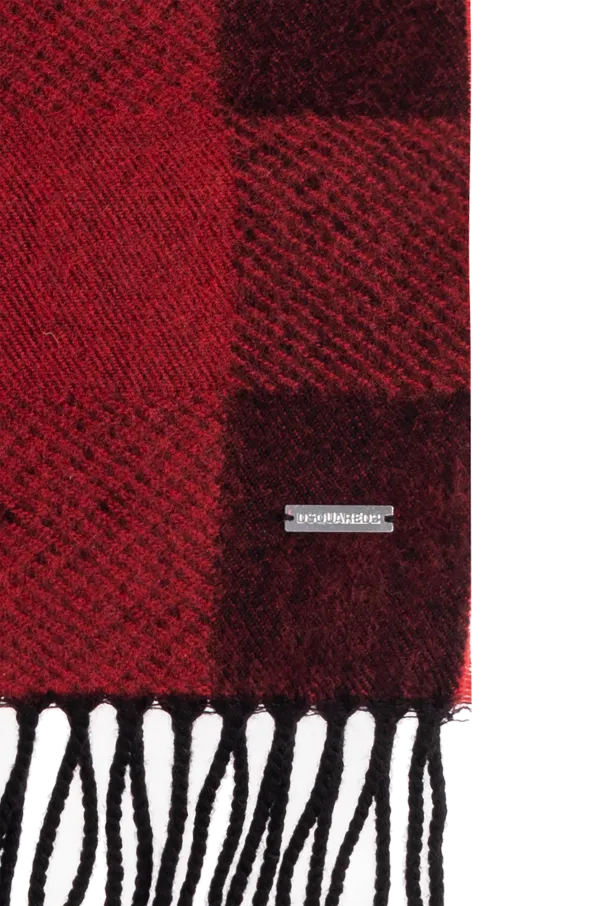 Checked Fringed Scarf