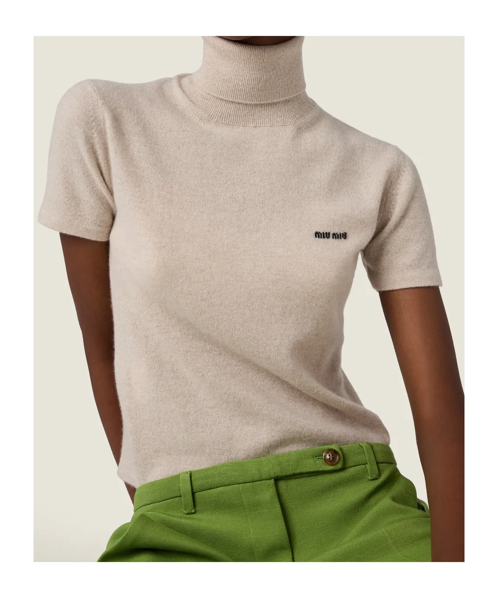 Miu Miu High-Neck Short-Sleeved Jumper