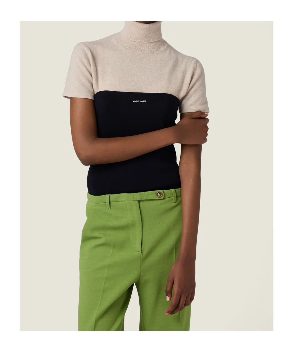 Miu Miu High-Neck Short-Sleeved Jumper