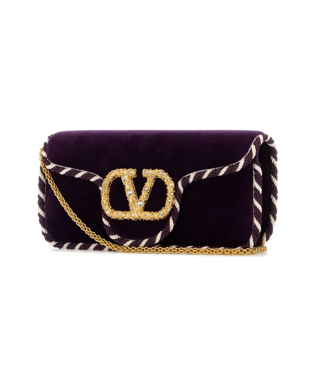 Valentino Locò Velvet Foldover Top Clutch Bag