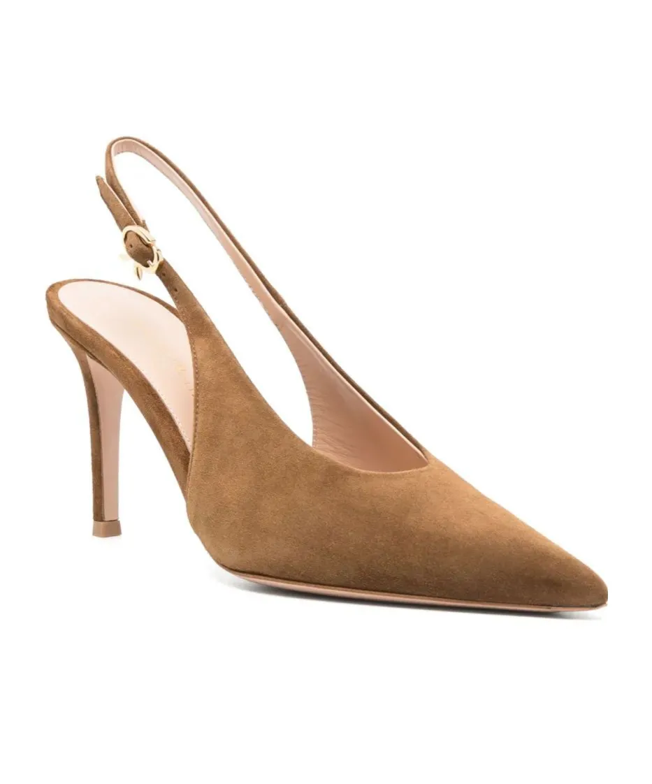 Gianvito Rossi Robbie Pointed Toe Slingback Pumps