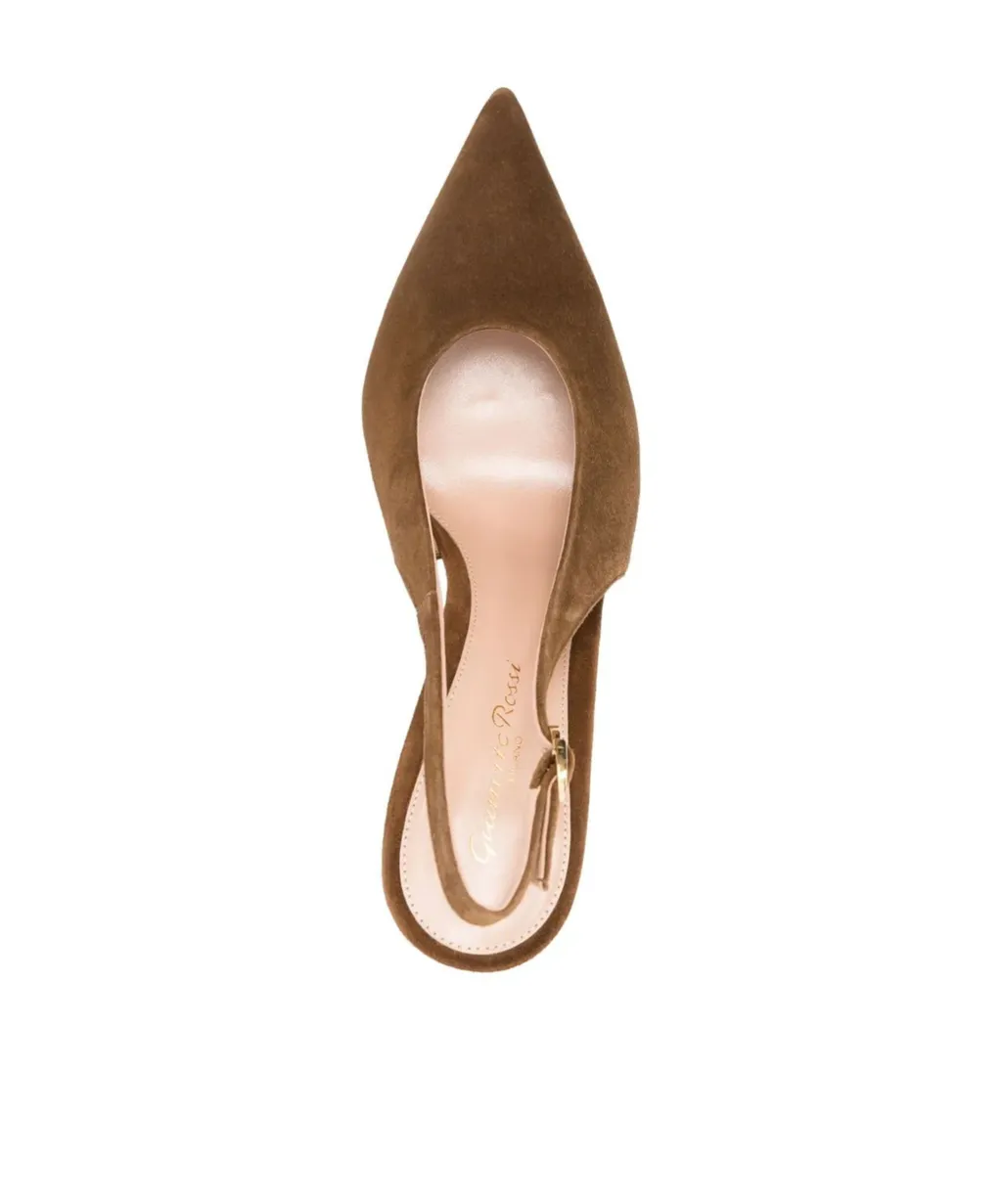 Gianvito Rossi Robbie Pointed Toe Slingback Pumps