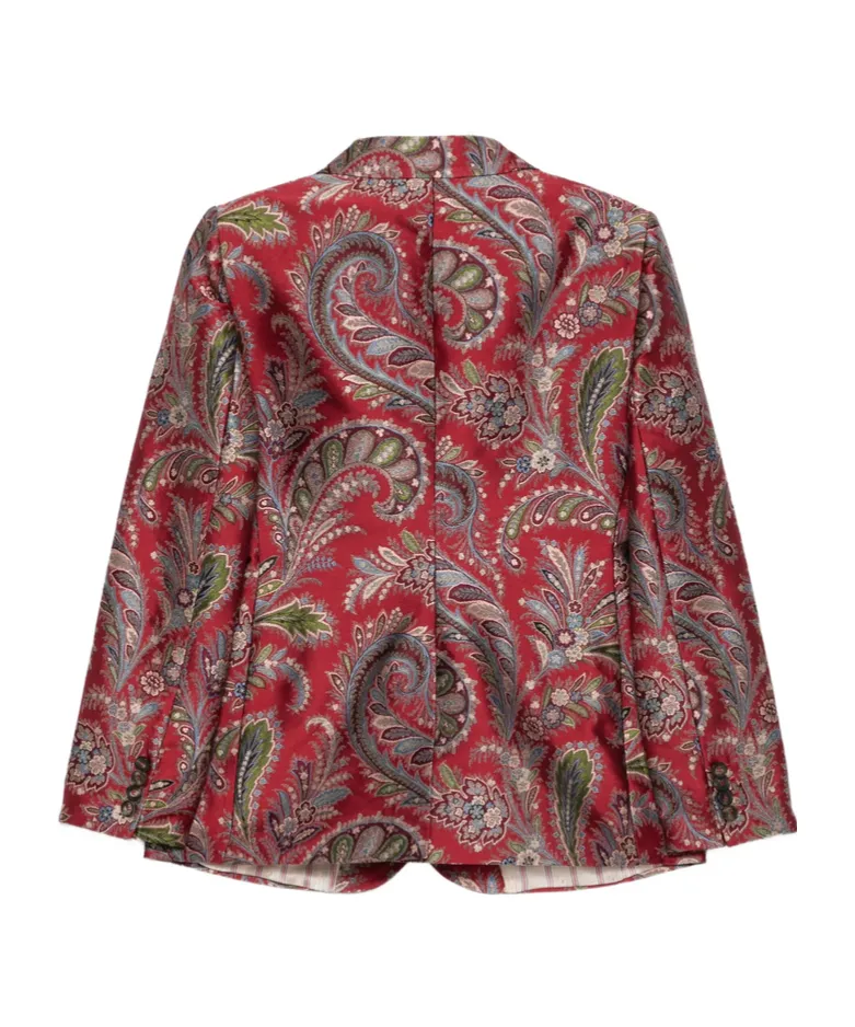 Paisley-Pattern Single-Breasted Blazer