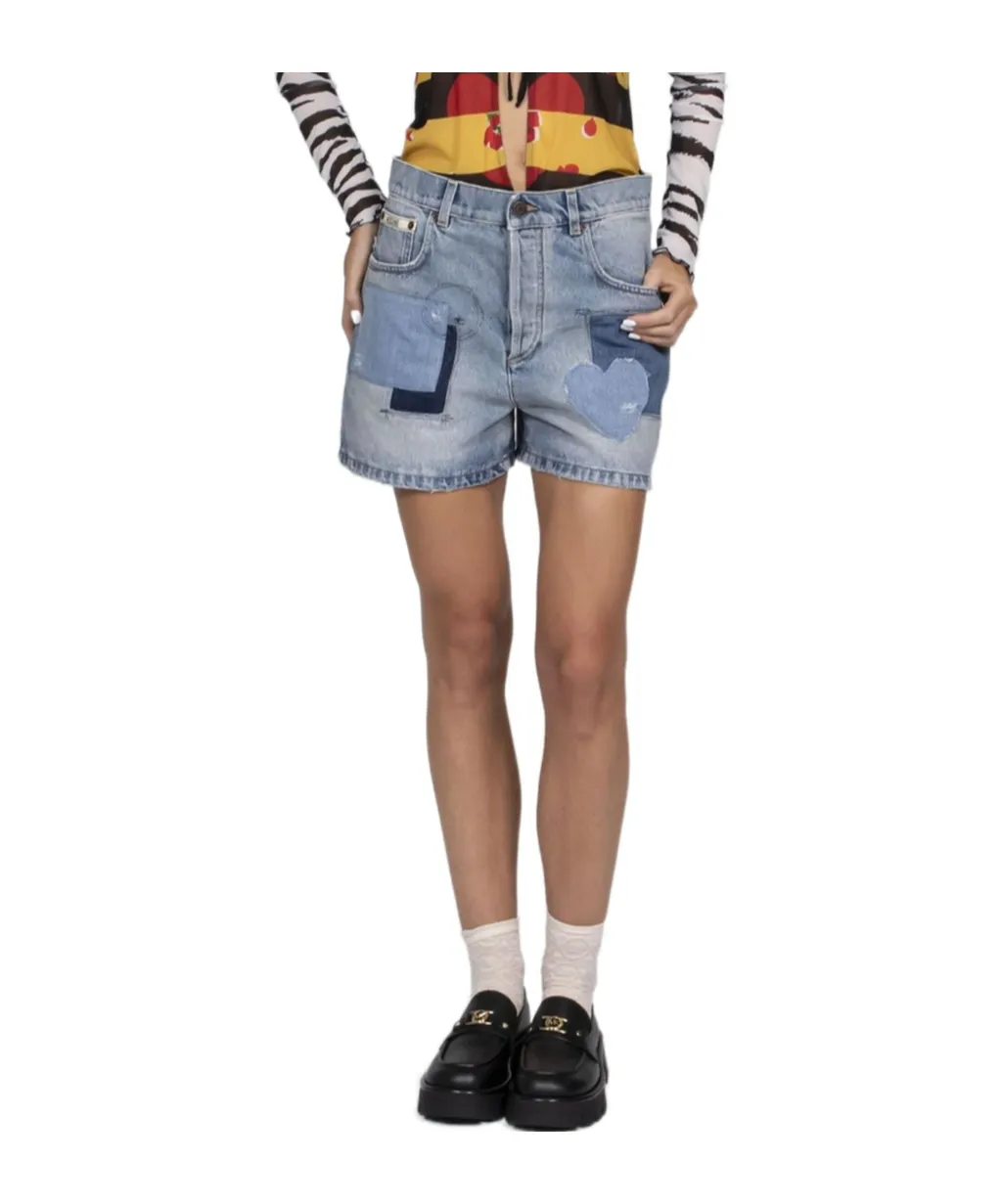 Patchwork Detailed Denim Shorts
