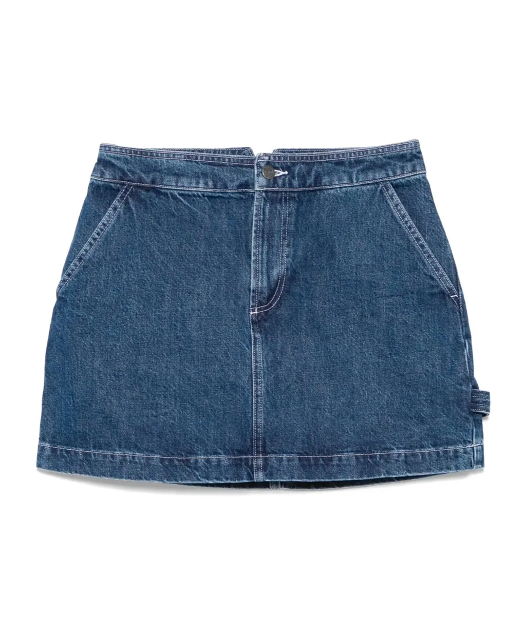 Pocketed Denim A-Line Skirt