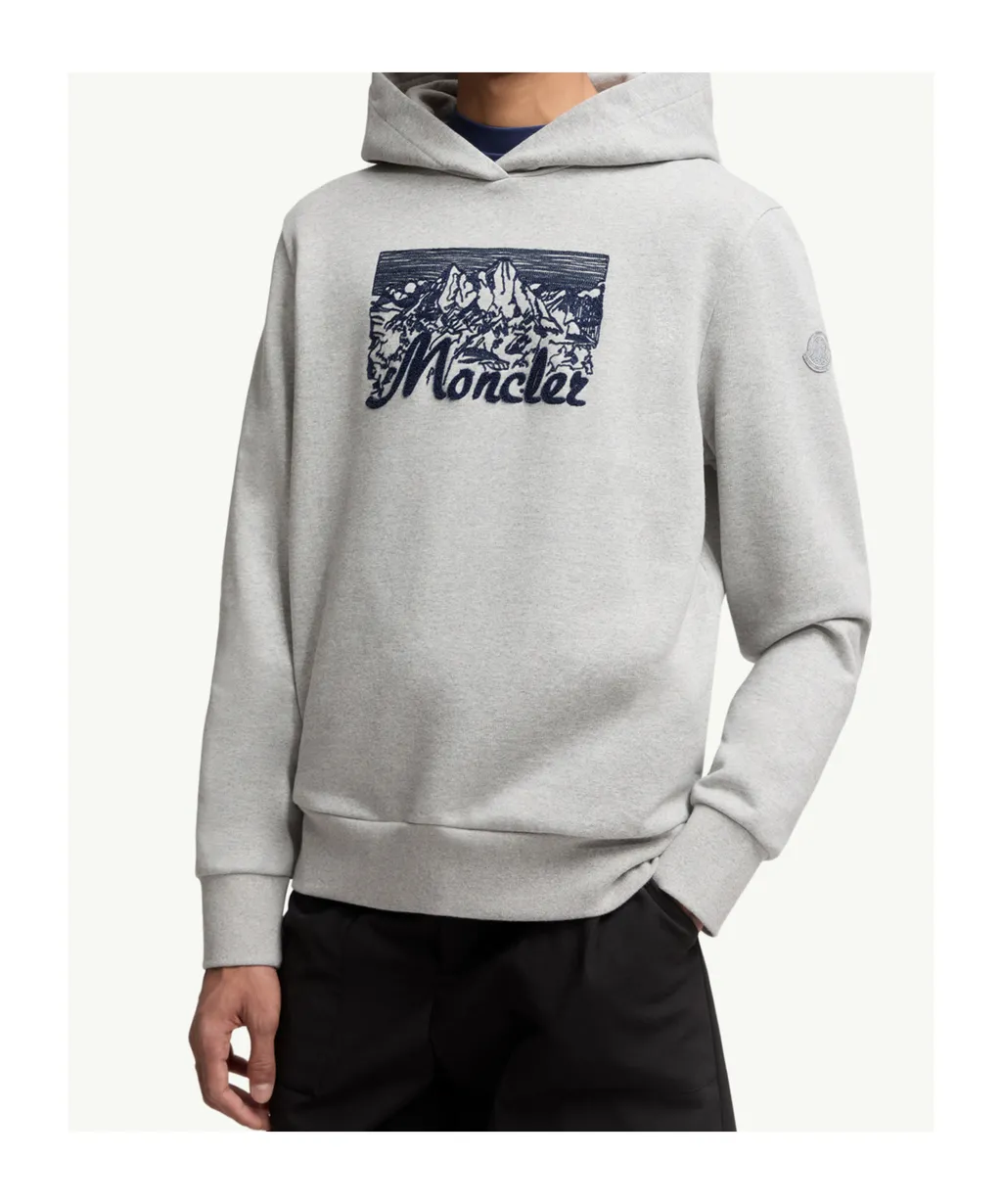 Embroidered Mountain Logo Cotton Hoodie
