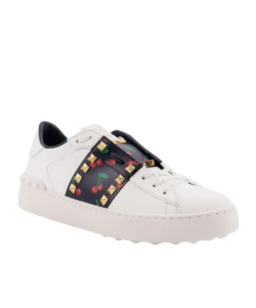 Valentino Garavani Rockstud Cherry Printed Lace-Up Sneakers