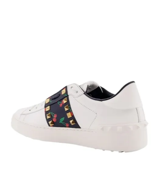 Valentino Garavani Rockstud Cherry Printed Lace-Up Sneakers