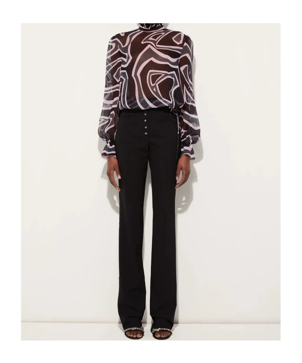 Labirinto Print Balloon-Sleeves Blouse
