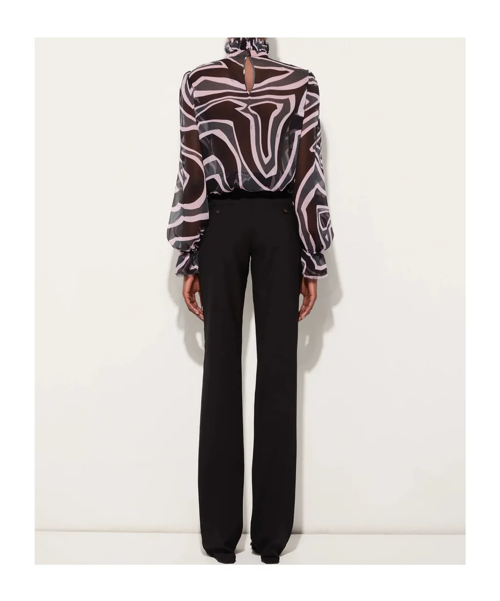Labirinto Print Balloon-Sleeves Blouse