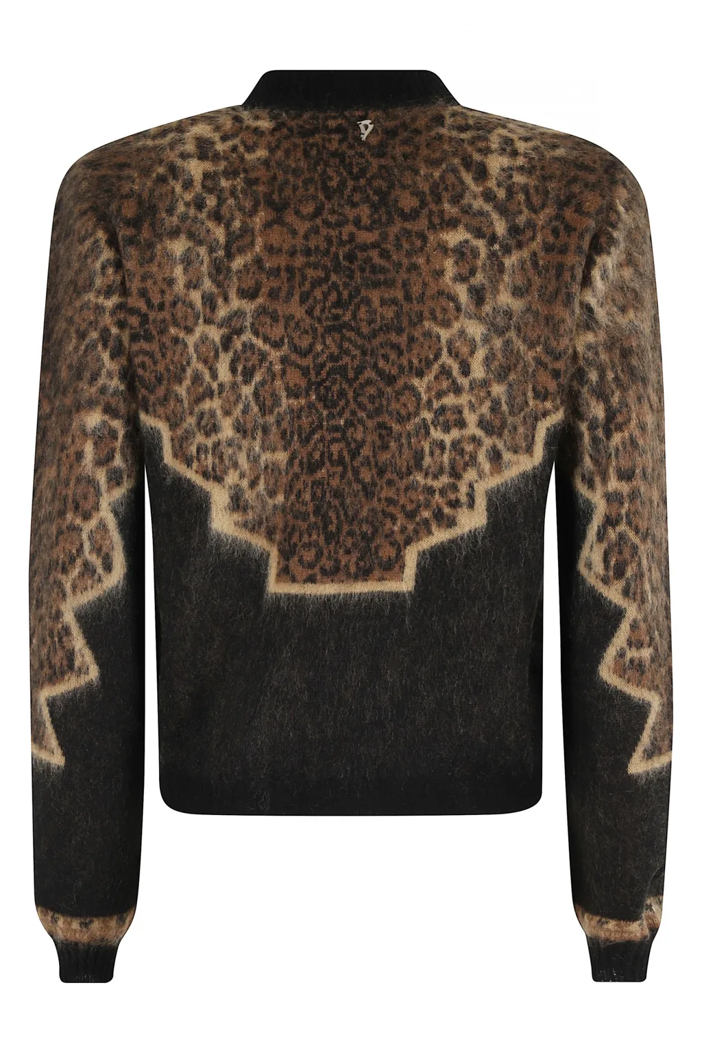 Leopard-Print Geometric-Pattern Sweater