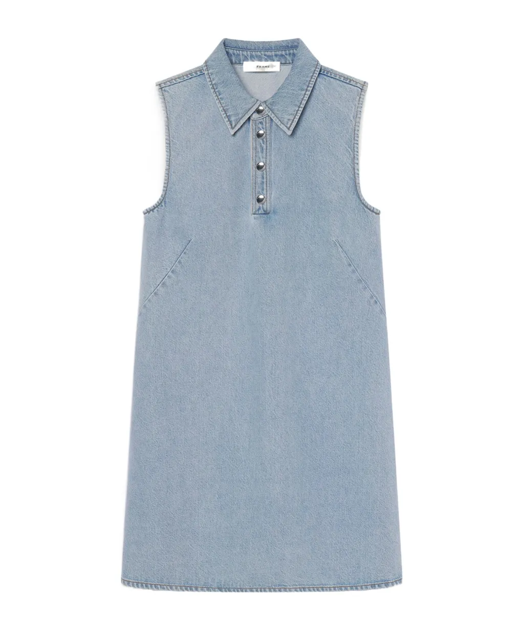 Pointed Collar Denim Dress