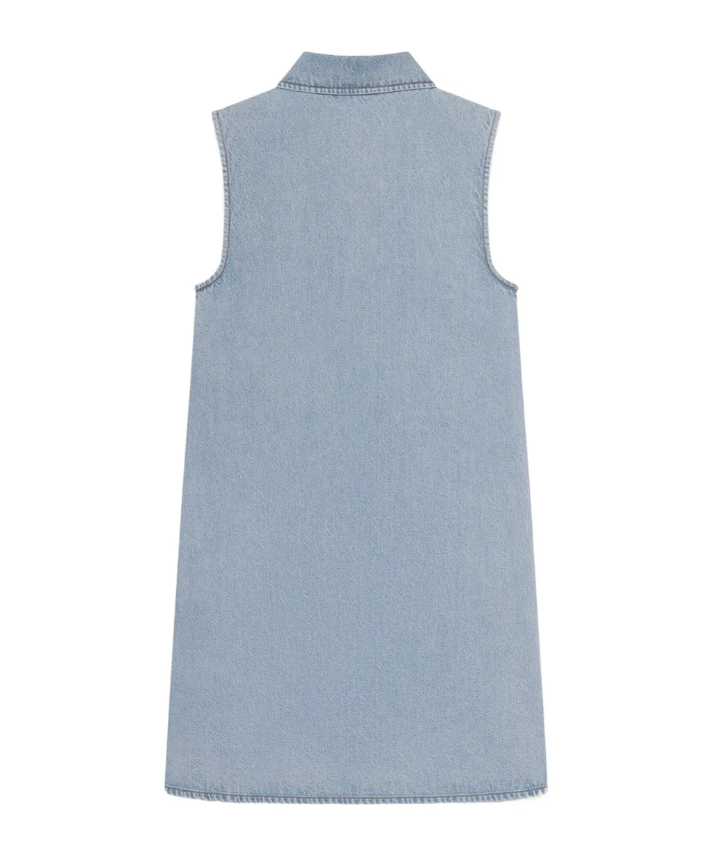 Pointed Collar Denim Dress