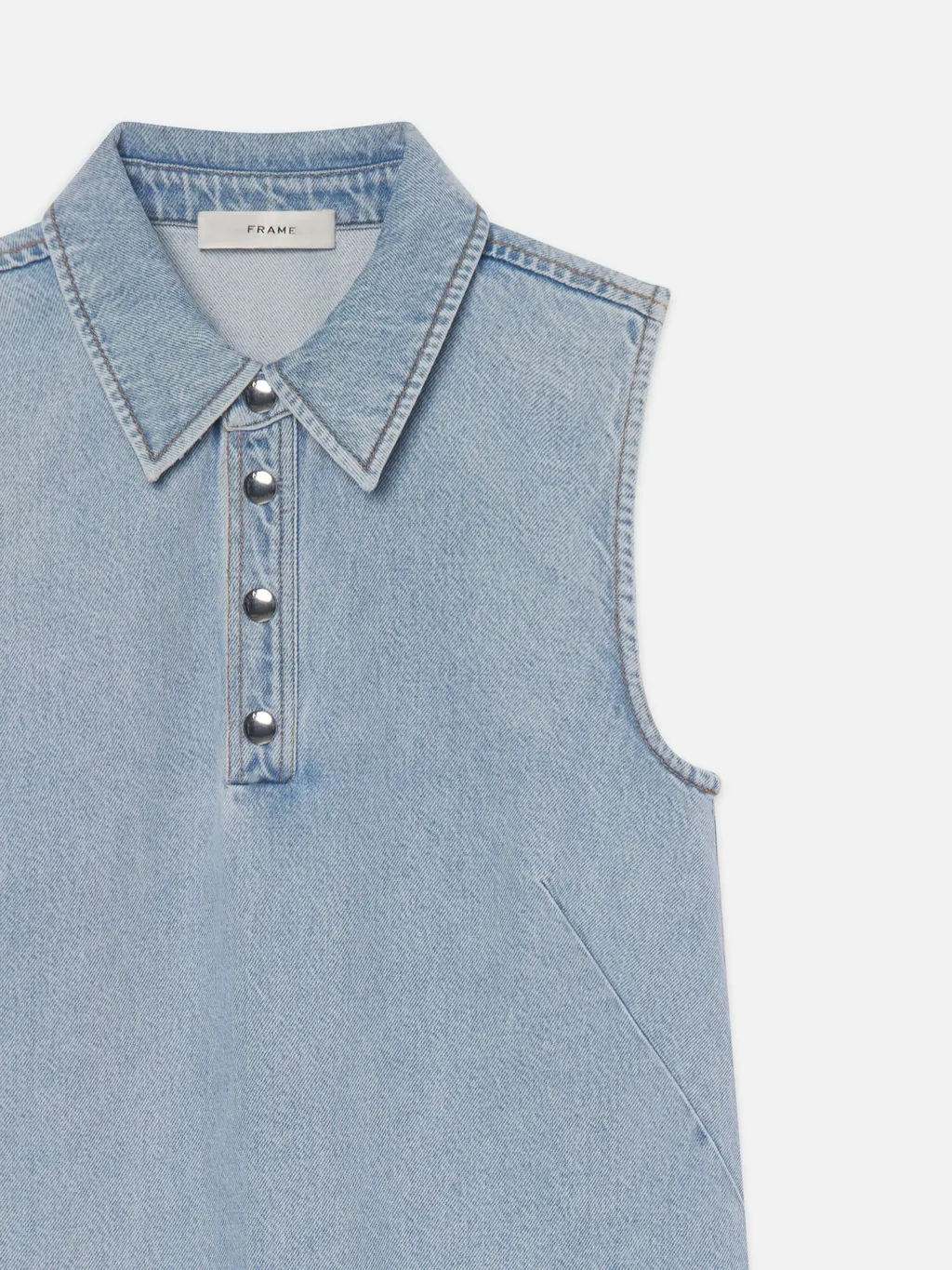 Pointed Collar Denim Dress