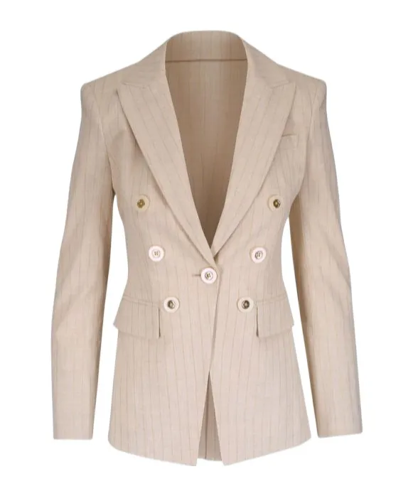 Pinstripe Double-Breasted Blazer
