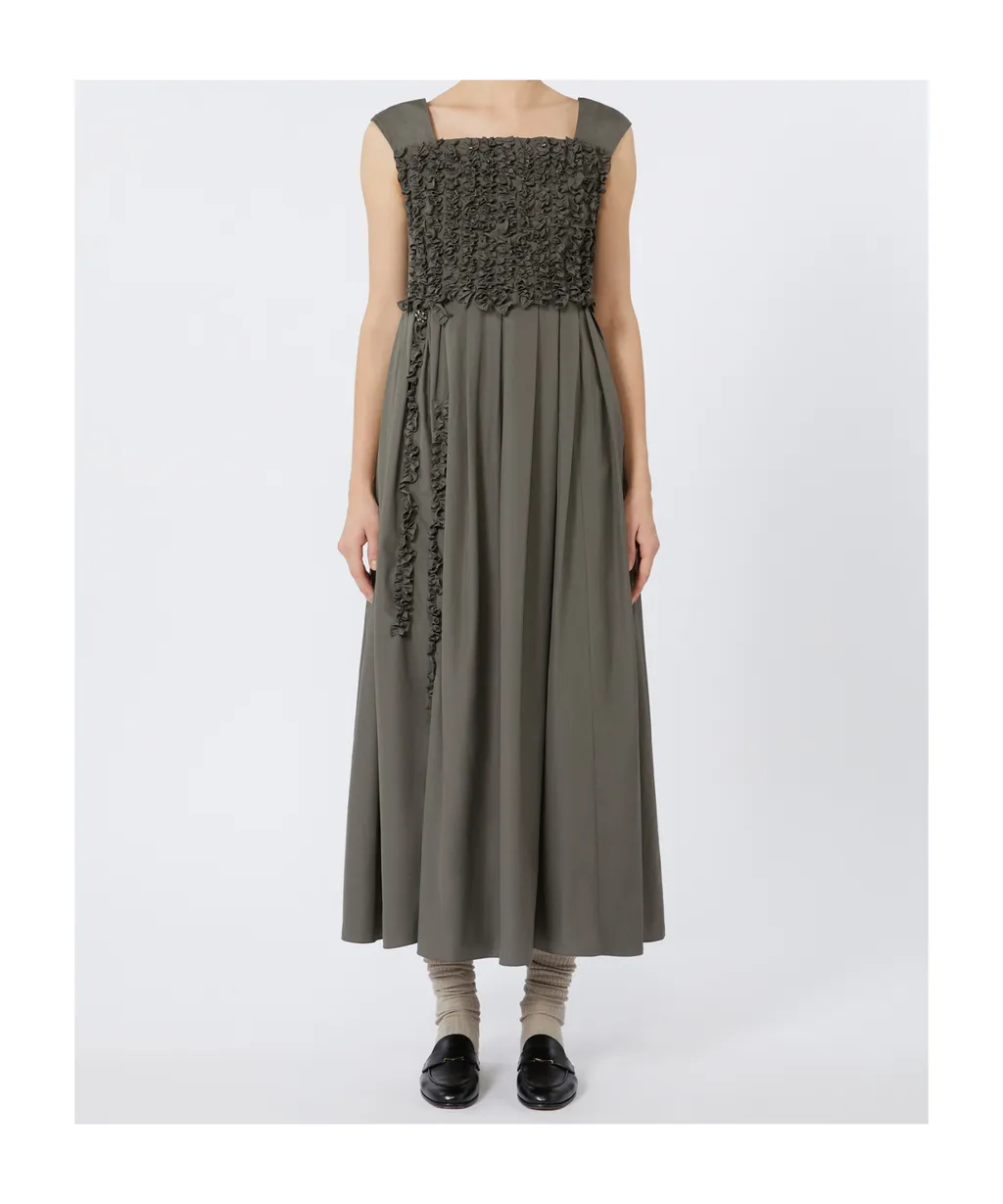 Long Pleated Poplin Dress