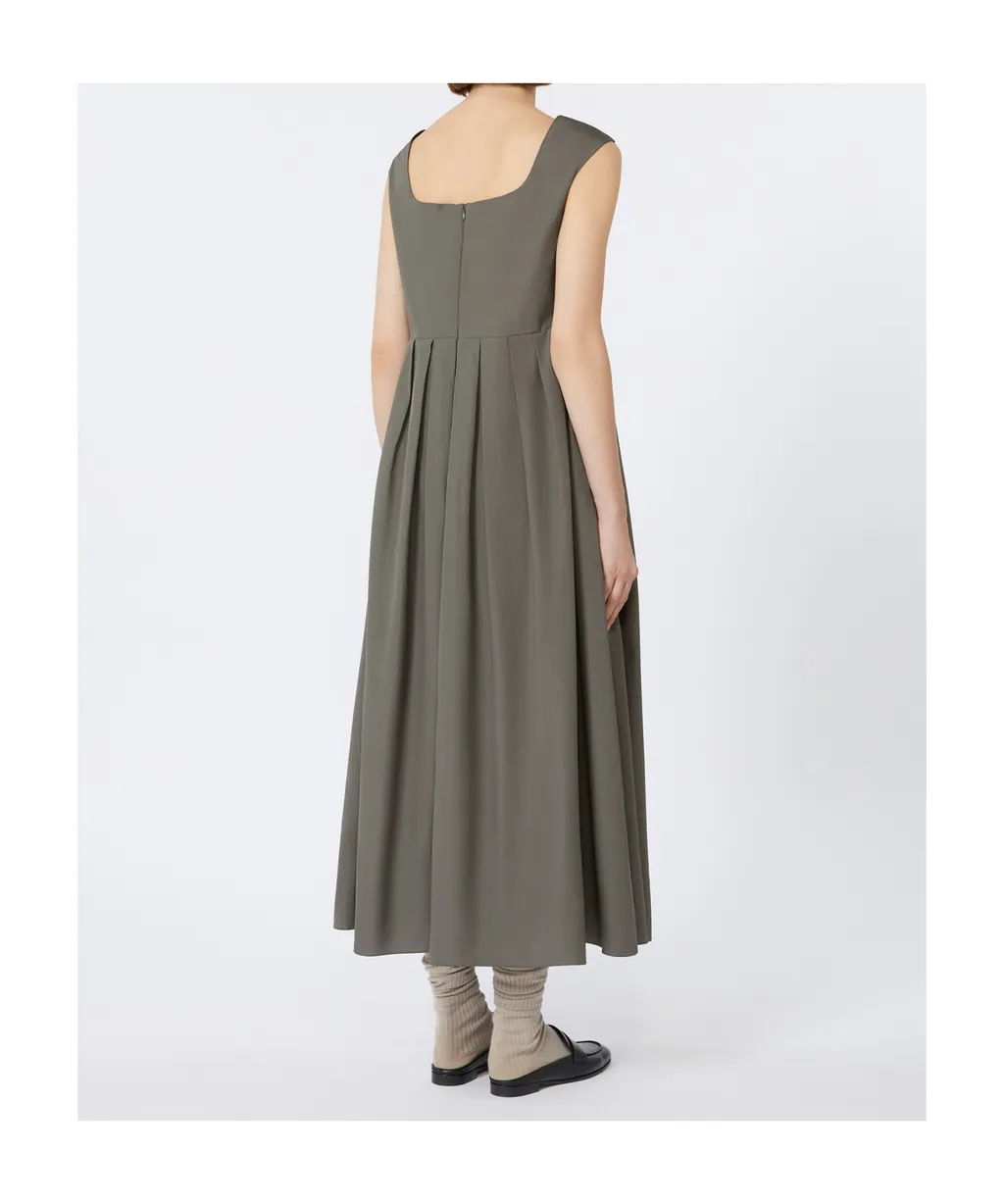 Long Pleated Poplin Dress