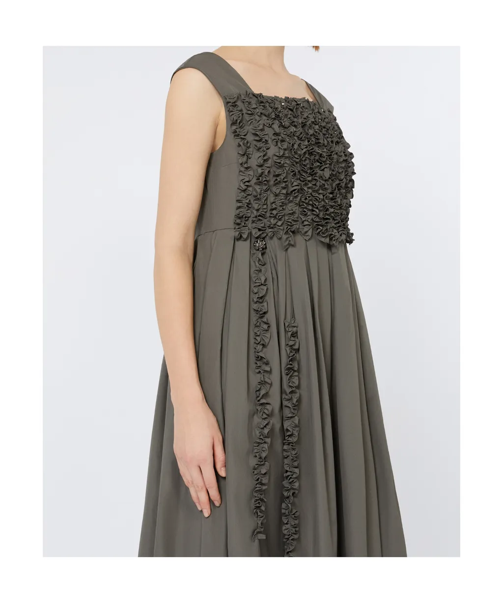 Long Pleated Poplin Dress