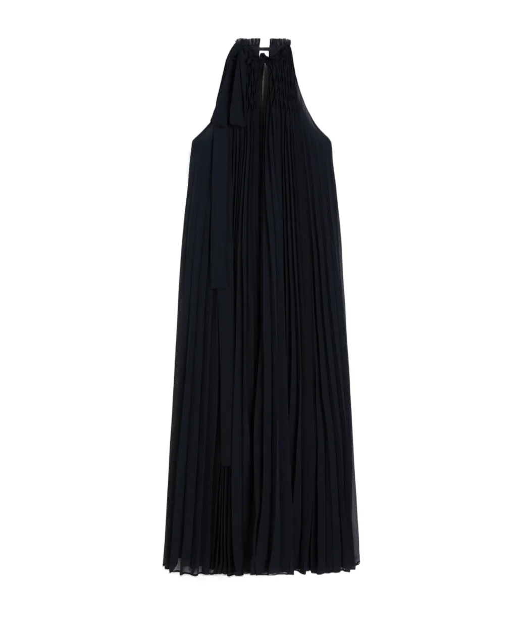 Pleated Georgette Midi Dress