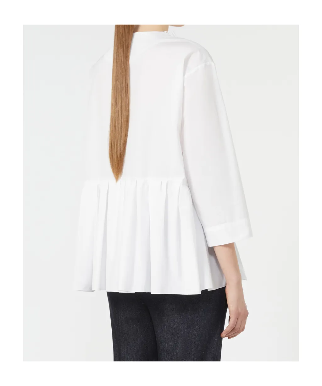 Flounce-Detail Washed Cotton Shirt