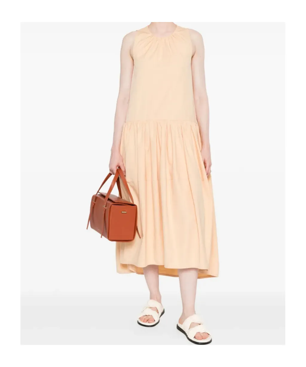 Cotton Poplin Crew-Neck Dress