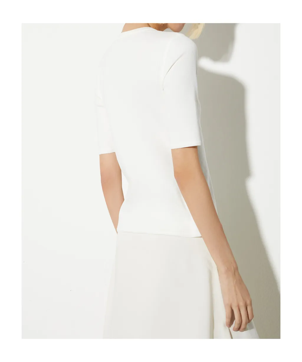 Ribbed Cut-Out T-Shirt