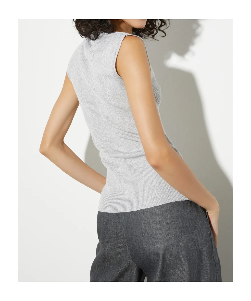 Cut-Out Ribbed T-Shirt