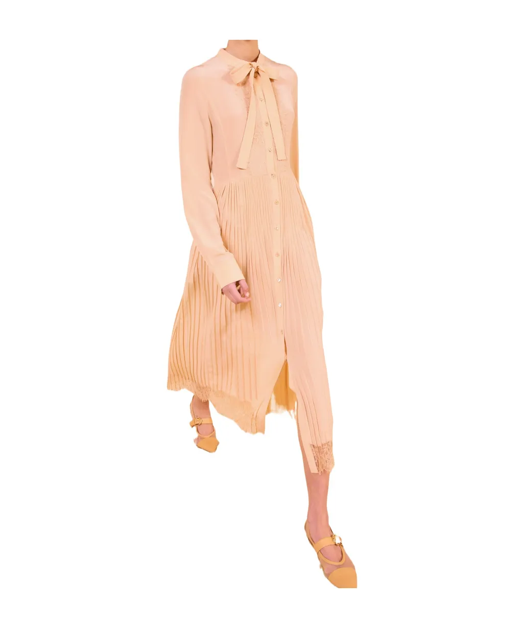 Aviana Long Sleeve Pleated Shirt Dress