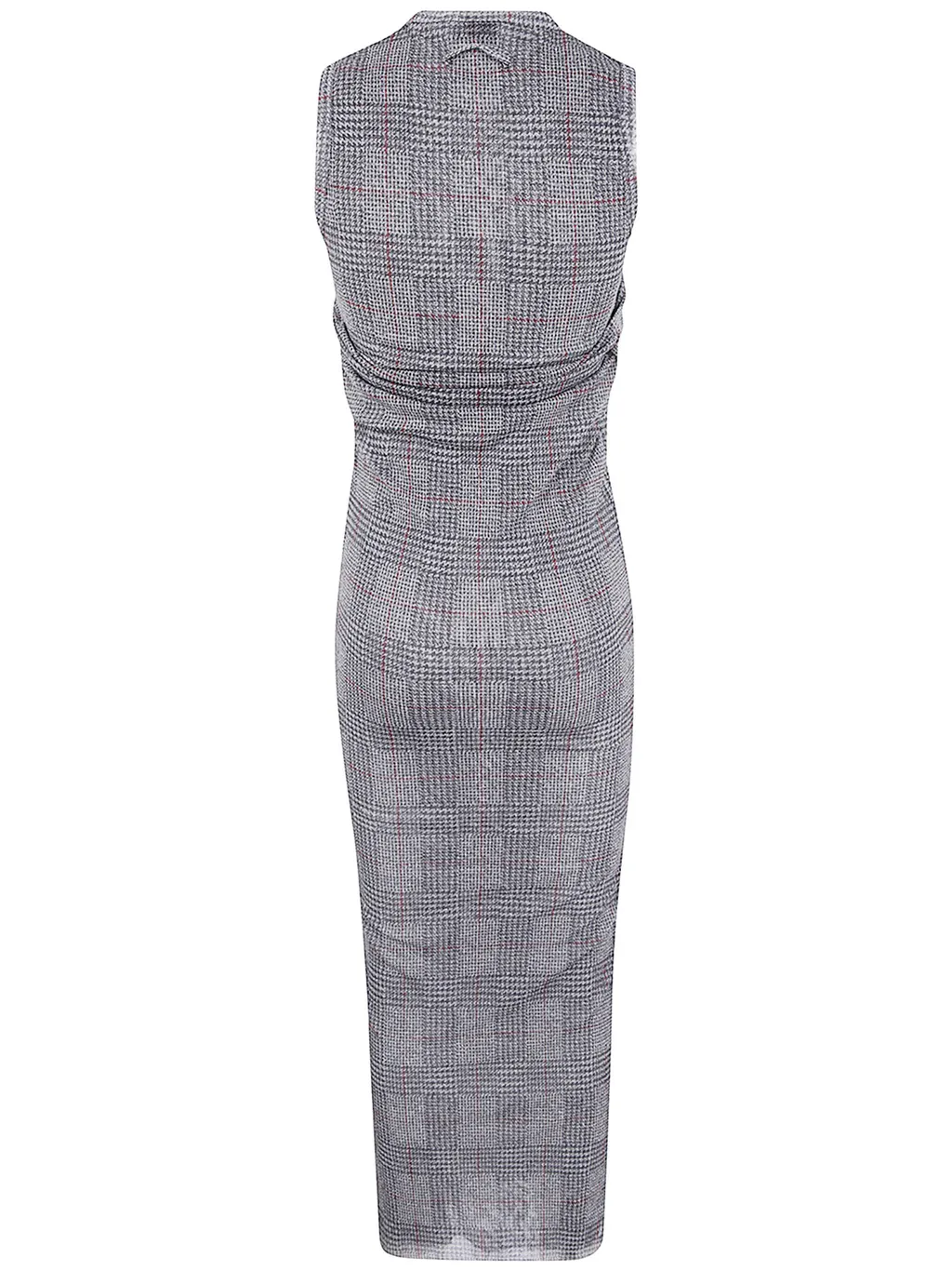 Mesh-Panelled Check Maxi Dress