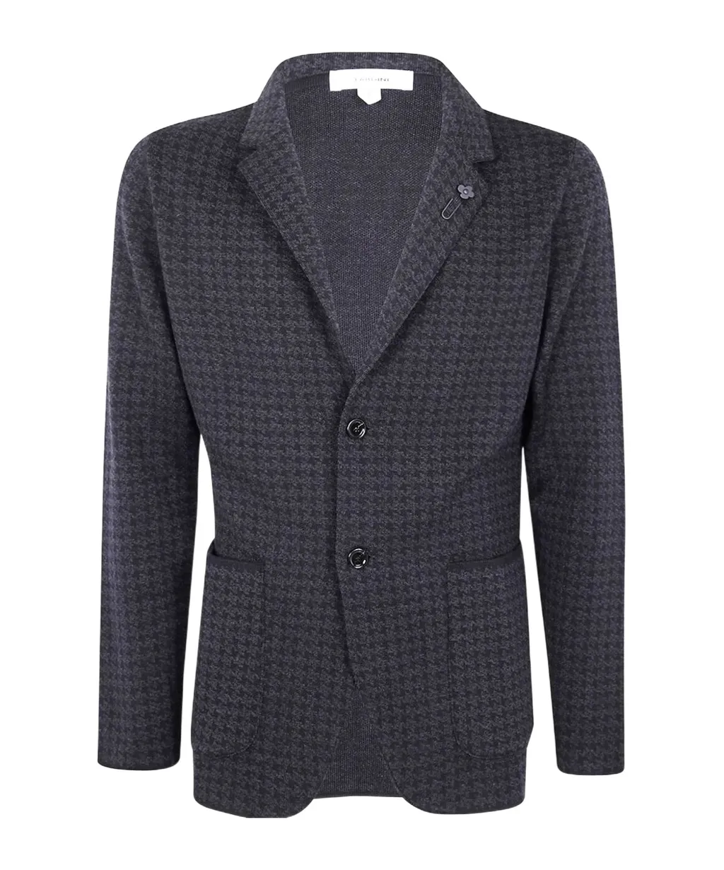 Houndstooth Three-Button Jacket
