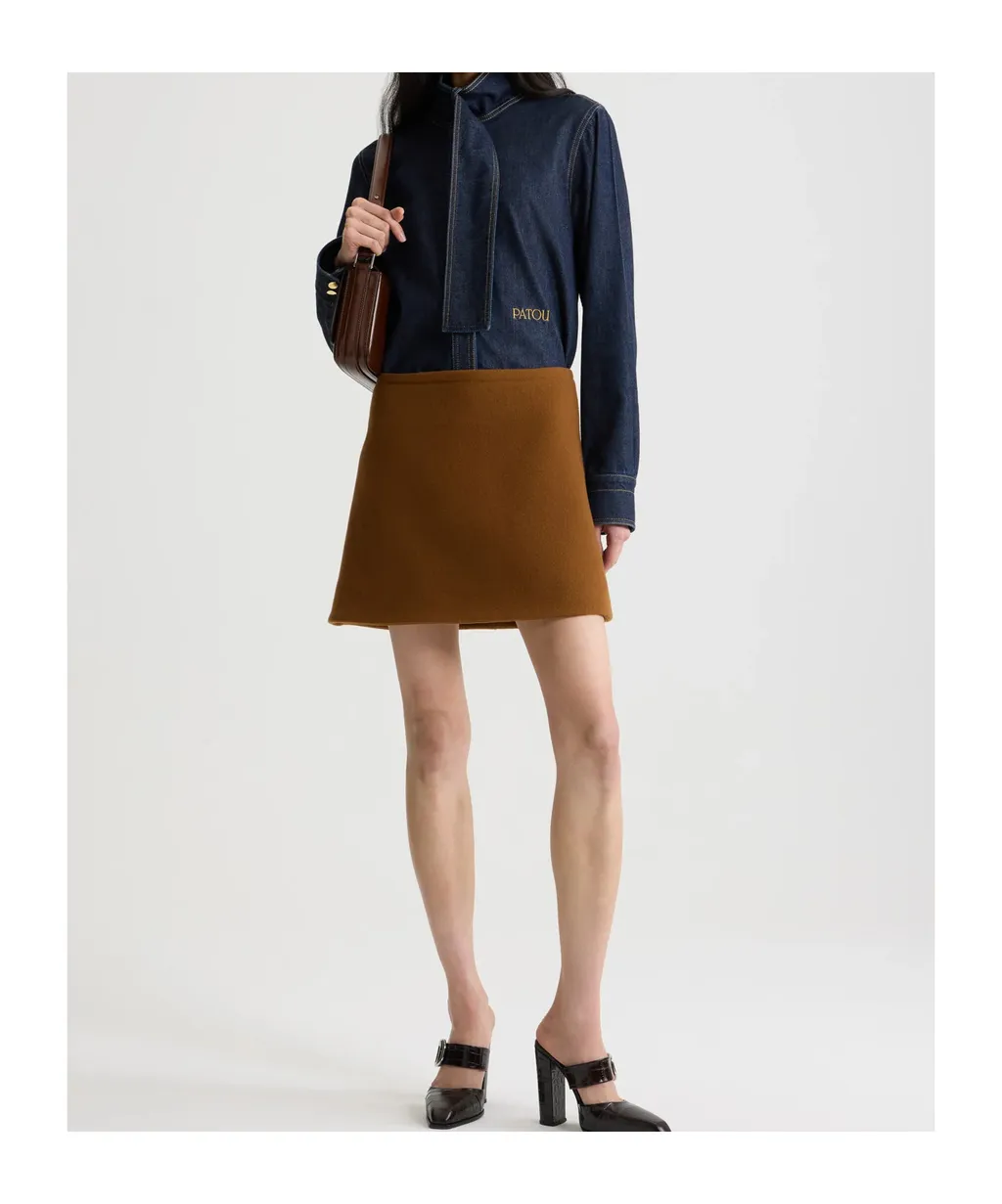 Scarf-Collar Denim Shirt
