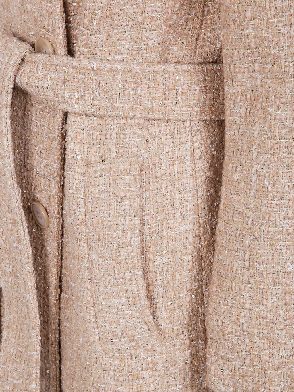 Sequin-Embellished Belted Coat