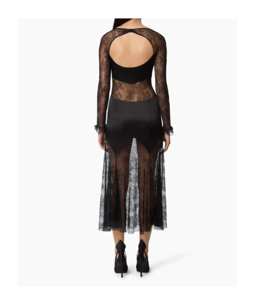 Nina Ricci Long Open Neck Lace Dress