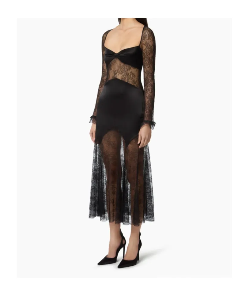 Nina Ricci Long Open Neck Lace Dress