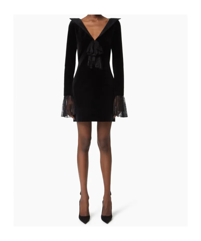 Nina Ricci Bow Embellished Velvet Mini Dress