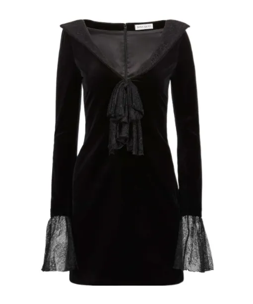 Nina Ricci Bow Embellished Velvet Mini Dress