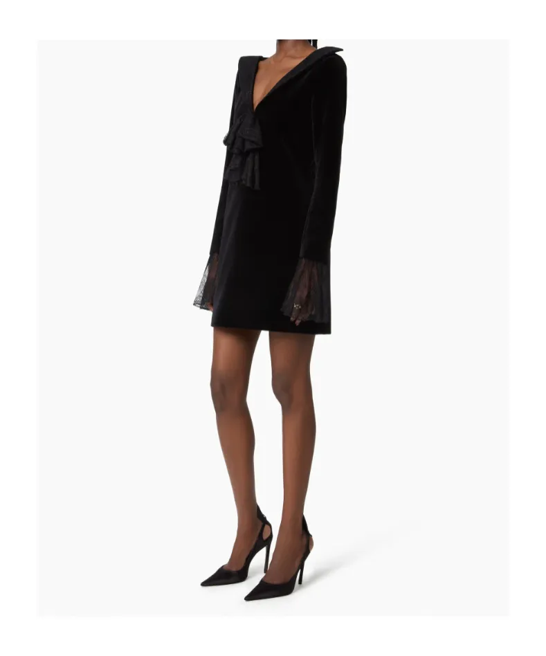 Nina Ricci Bow Embellished Velvet Mini Dress