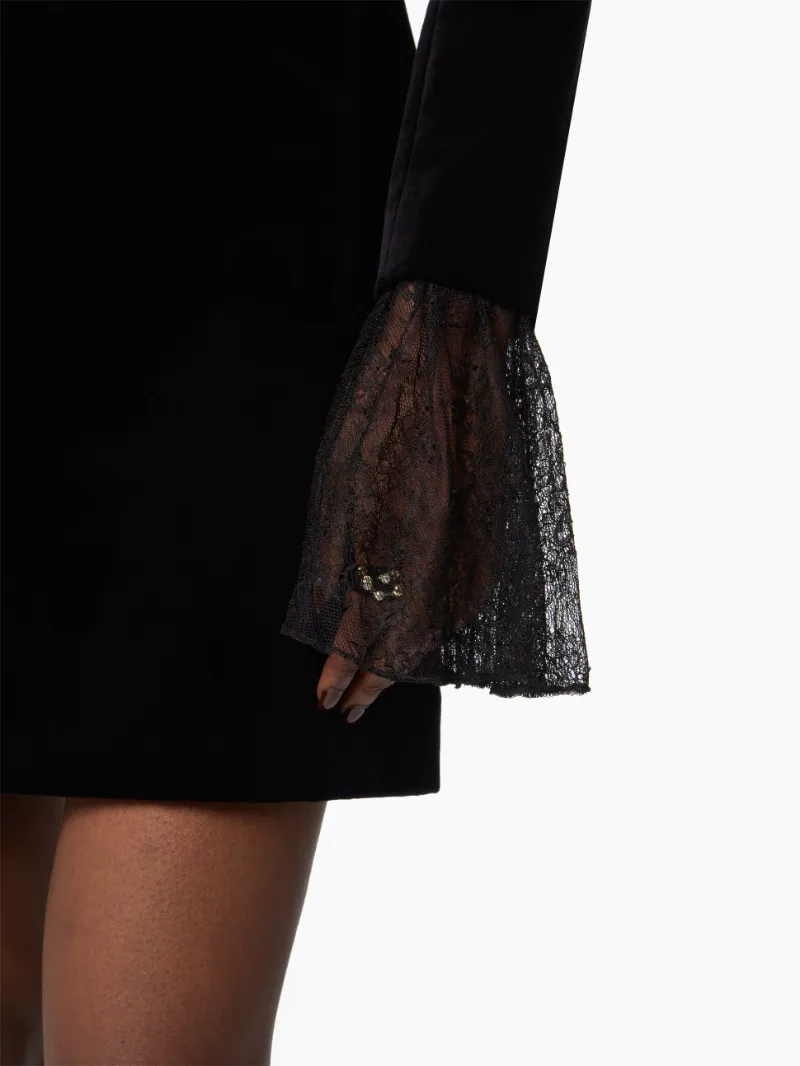 Nina Ricci Bow Embellished Velvet Mini Dress