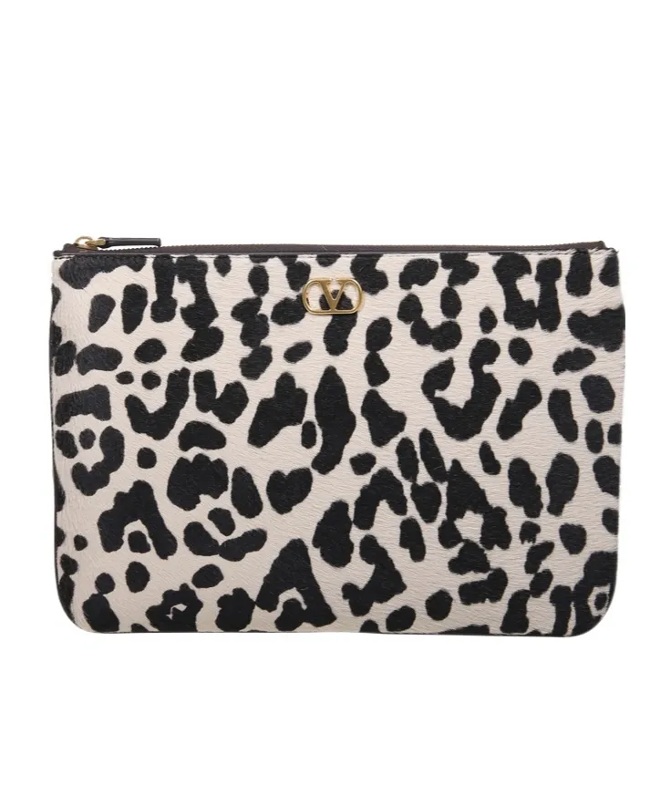 Vlogo Leopard-Print Clutch Bag