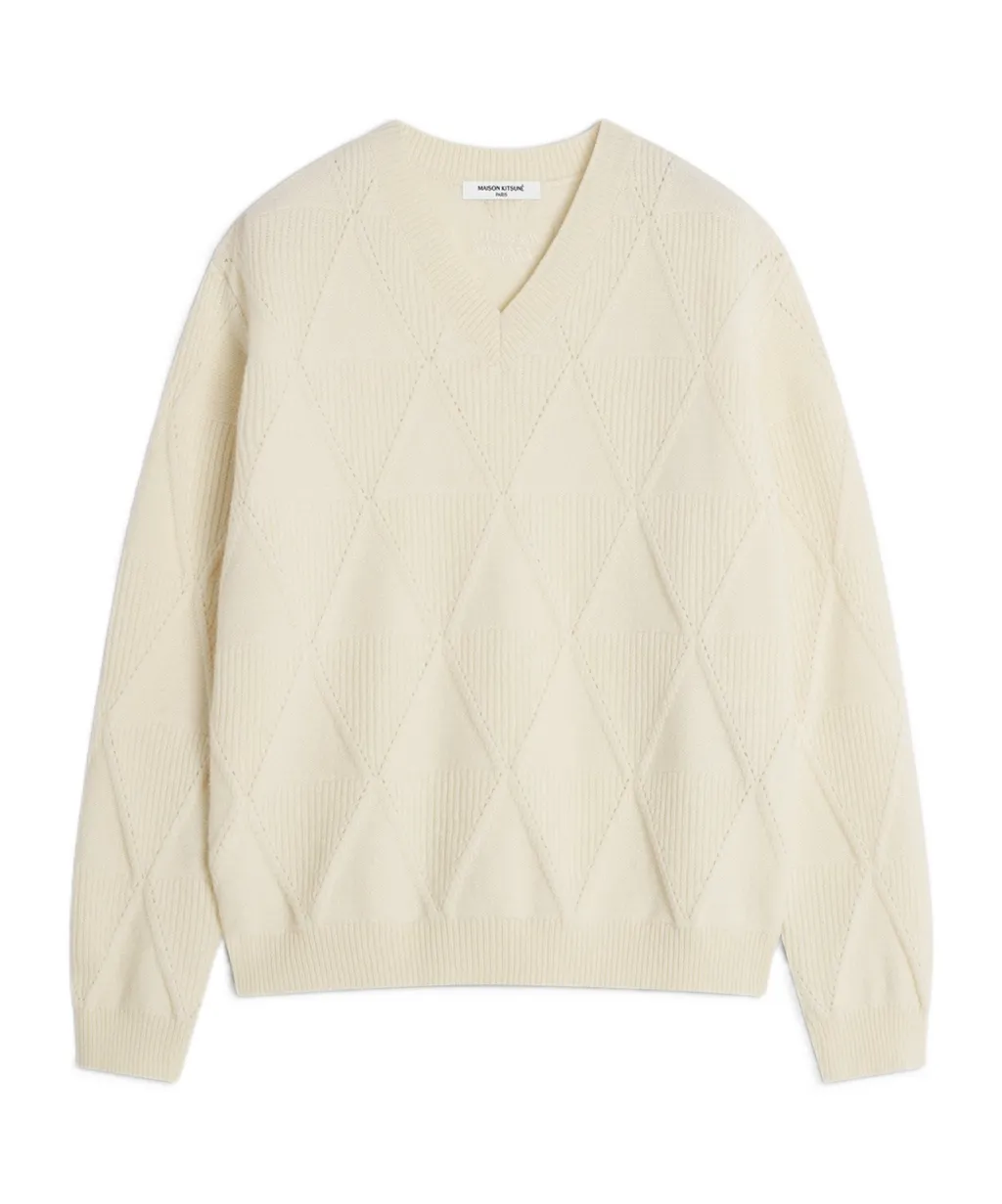 Textured Wool Argyle Jumper