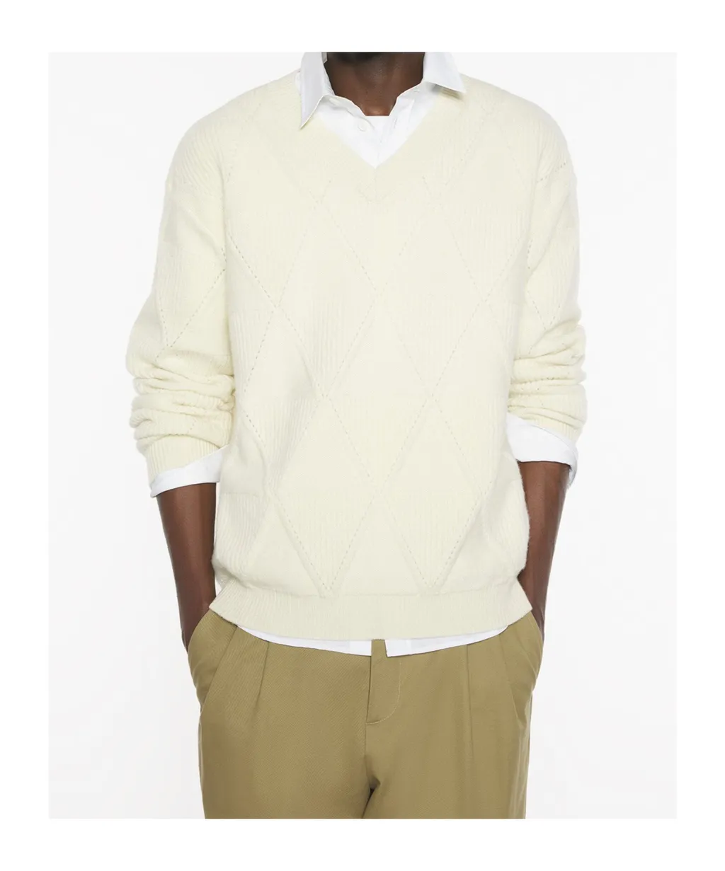Textured Wool Argyle Jumper