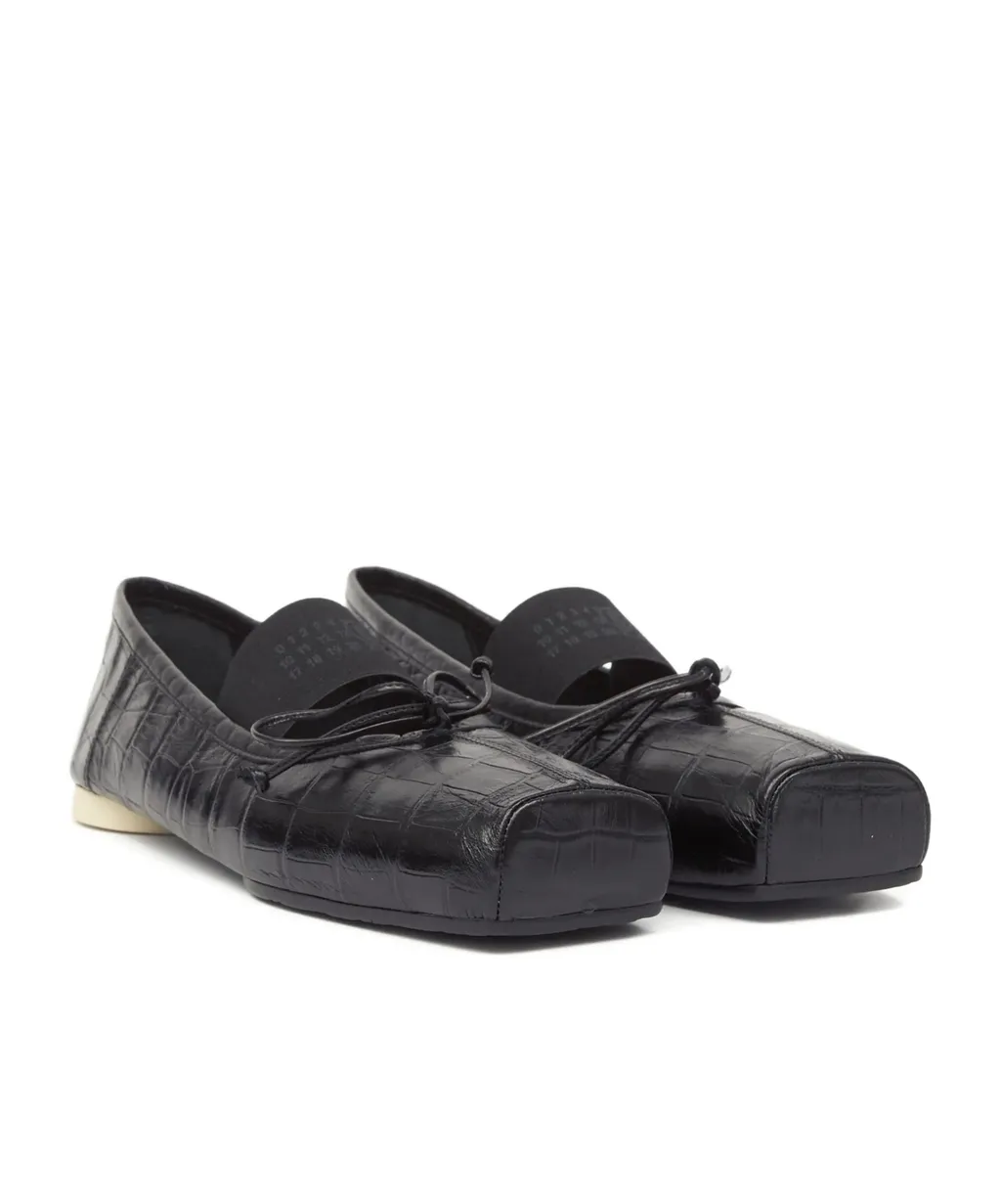 Crocodile-Embossed Ballet Flats