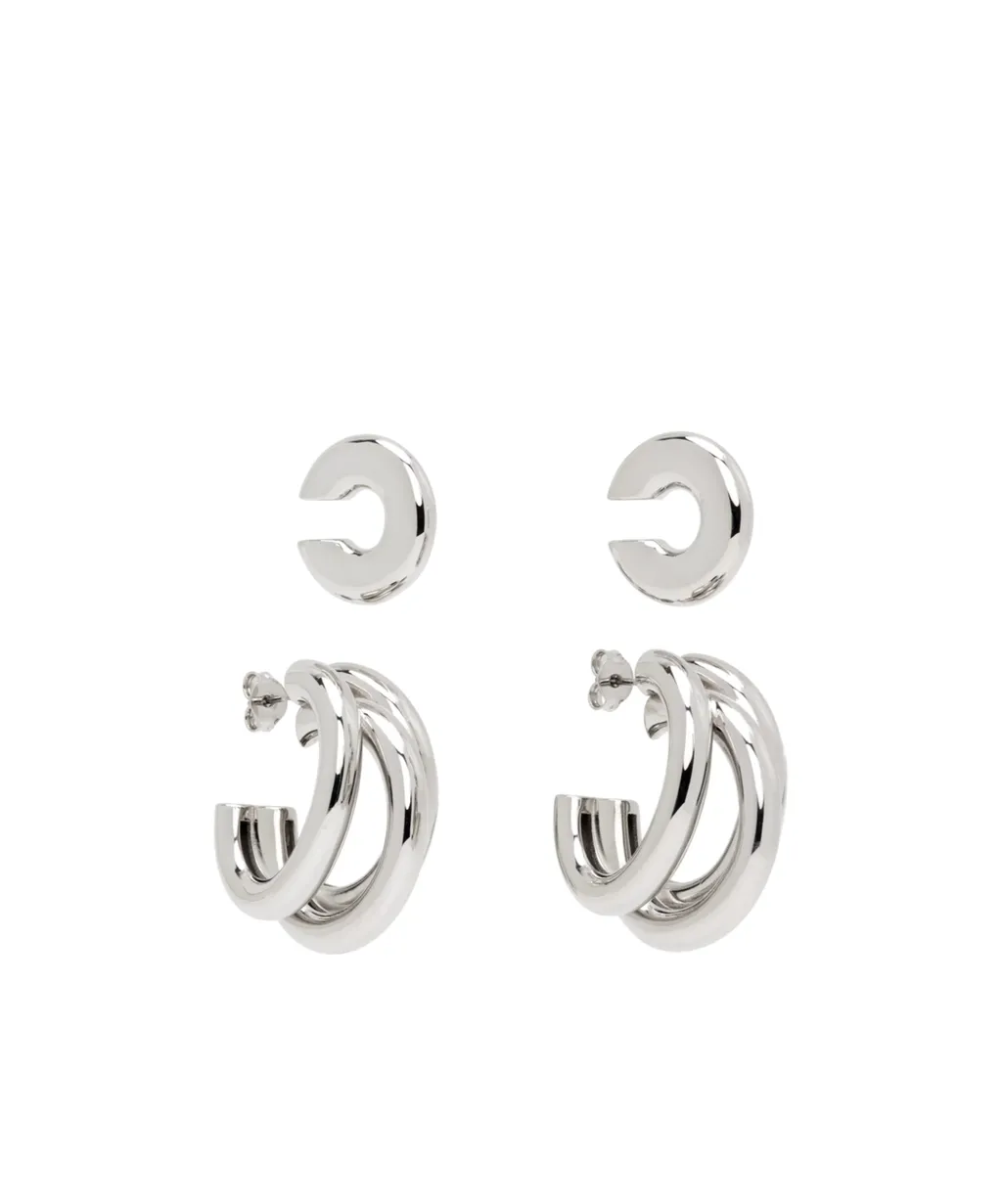 Layered-Design Earrings And Cuff Set