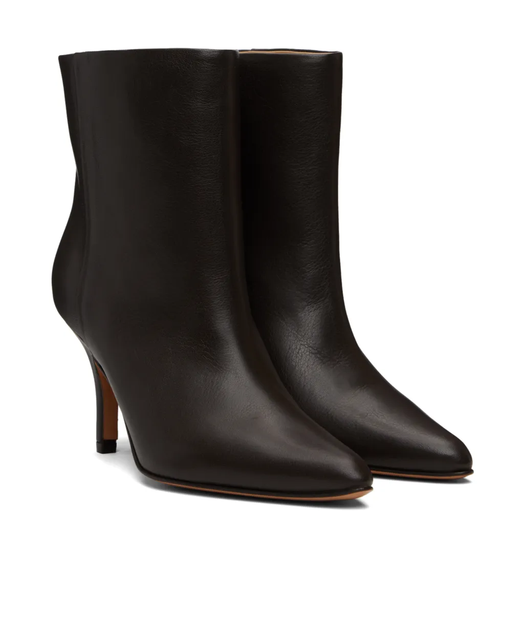 Pointed-Toe Leather Ankle Boots