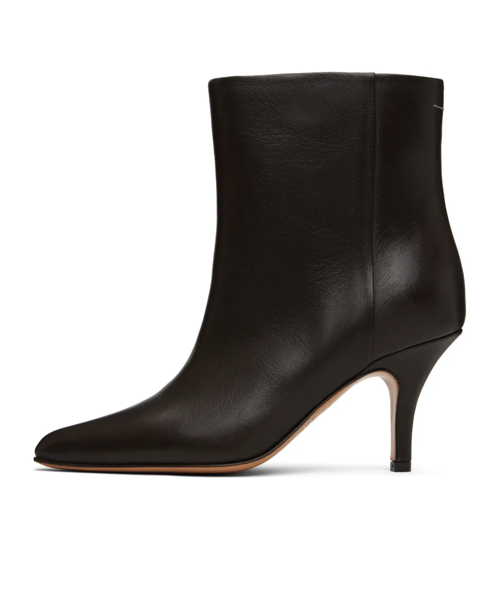 Pointed-Toe Leather Ankle Boots
