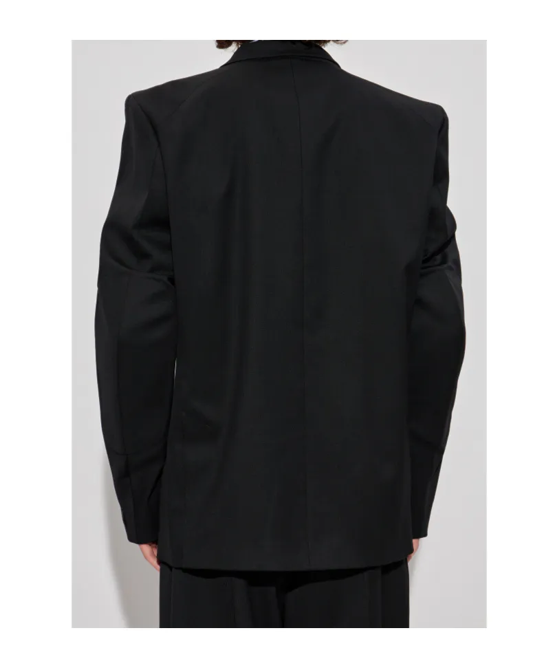 Padded-Shoulder Wool Blazer