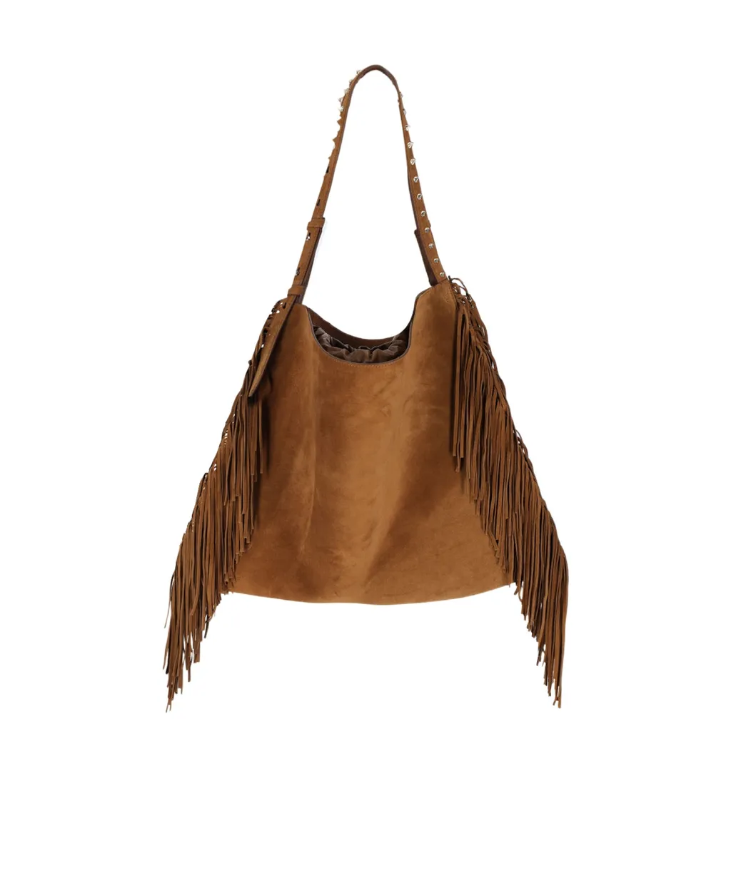 Fringe-Detail Suede Backpack