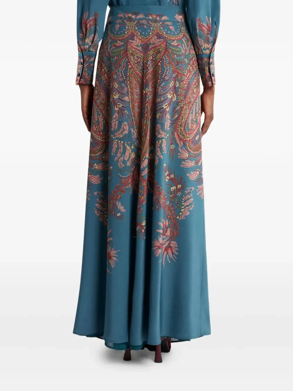 Silk Maxi Skirt With Placed Print